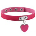 thumbnail image 1 of Collar gargantilla de piel sintética con colgante de corazón de amor estilo punk gótico para mujer - NeonPink - Código de modelo 23363 NeonPink, 1 of 5