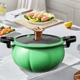 thumbnail image 4 of Pumpkin Shaped Dutch Oven 8L Orange Cas T Ir On Micro Pressure Cooker For Stovetop Nonstick Ceramic Coating H Ealthy Stewing/Frying Cooking Utensils Set with Holder Stainless Steel Cooker Hood Metal, 4 of 5