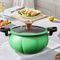 8L Pumpkin-Shaped Cast Iron Dutch Oven - Green Stovetop Micro Pressure Cooker with Nonstick Ceramic Coating, Ideal for Stewing & Frying