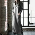 thumbnail image 2 of Olyvenn Womens Plus Size Maxi Long Sweatshirt Dress Fashion Winter Slip Stylish Solid House Dress Crew Neck Blouse Slim Fit Slit Hem Casual Smocked Raglan Skinny Long Sleeve Prom Dress Gray 12, 2 of 6