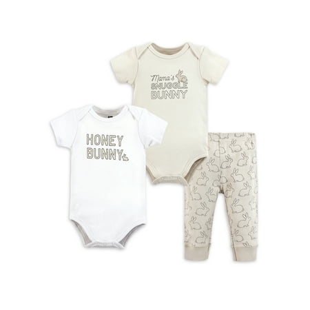 Hudson Baby Unisex Long Sleeve Bodysuits and Pant Set, 3-Piece, Sizes Newborn-24 Months