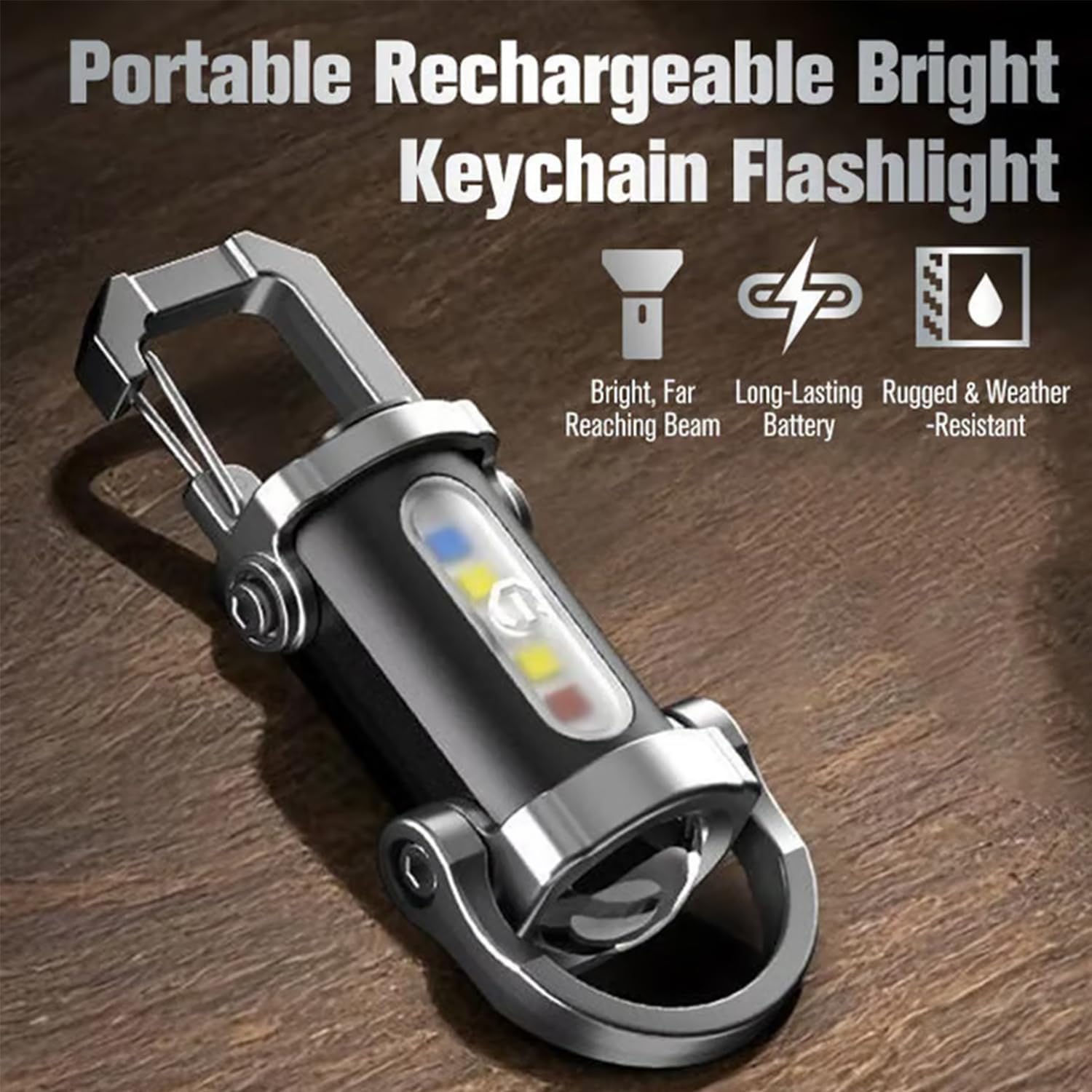 Portable Rechargeable Bright Keychain Flashlight Mini EDC 1200 Lumens Compact Light with 7 Modes Type-C Multifunctional Torch Waterproof Alloy for Camping Hiking Outdoor Use Black(3pcs)