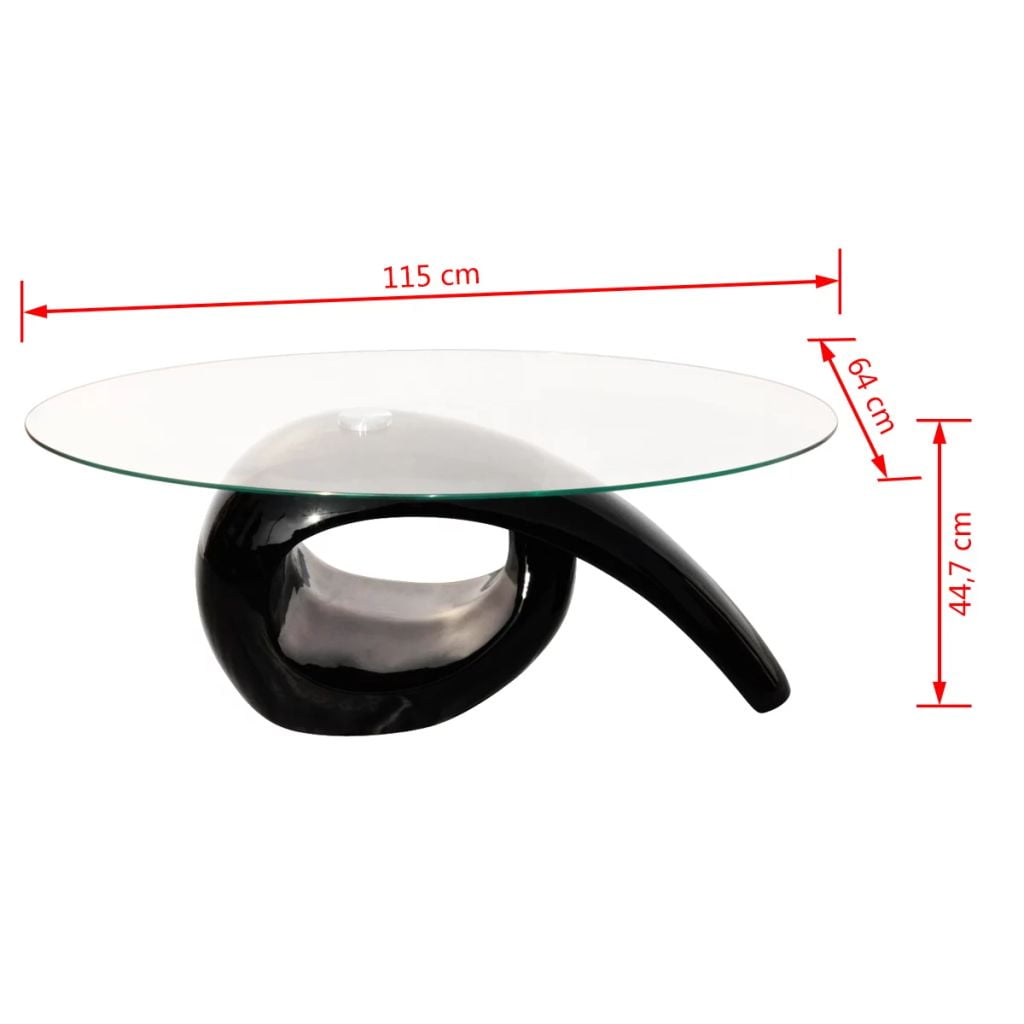 Kepooman Modern Side End Table with Oval Glass Top for Living Room Office Bedroom, Black Kepooman Modern Side End Table with Oval Glass Top for Living Room Office Bedroom, Black