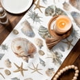 thumbnail image 4 of Seashell Coastal Table Runner, Summer Beach Ocean Starfish Watercolor Washable Cotton Linen Table Runners 72 Inches Long, Dresser Scarf Runner for Dining/Coffee/Kitchen/TV Stands/Cabinets 13''x72'', 4 of 8