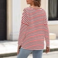 thumbnail image 7 of ABATAB Womens Striped Long Sleeve Shirt Round Neck Tops Casual Loose Tshirts Fall Basic Tops, 7 of 7