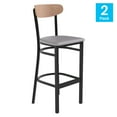 thumbnail image 2 of Flash Furniture Wright 31.875"H Square Full Back Restaurant Dining Barstool, Natural/Gray (Set of 2), 2 of 4