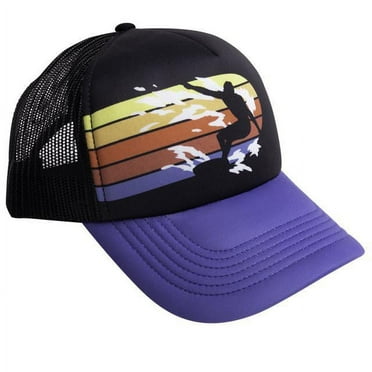 Easter Island Mercantile Palm Tree Cap EICAPSURFL Beach Cap for Men Women Ocean Surfer Scene Trucker Hat-Black