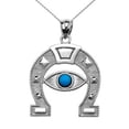 thumbnail image 1 of STERLING SILVER EVIL EYE PROTECTION HORSE SHOE GOOD LUCK PEDANT NECKLACE :  Pendant with 16" chain, 1 of 1
