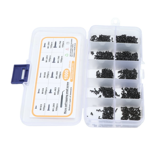 Ensemble de Vis Auto-Tappement, 1000 Pcs Petites Vis Auto-Tappage Assortiment Tête de Poêle Vis de Remplacement Multifonctionnelles