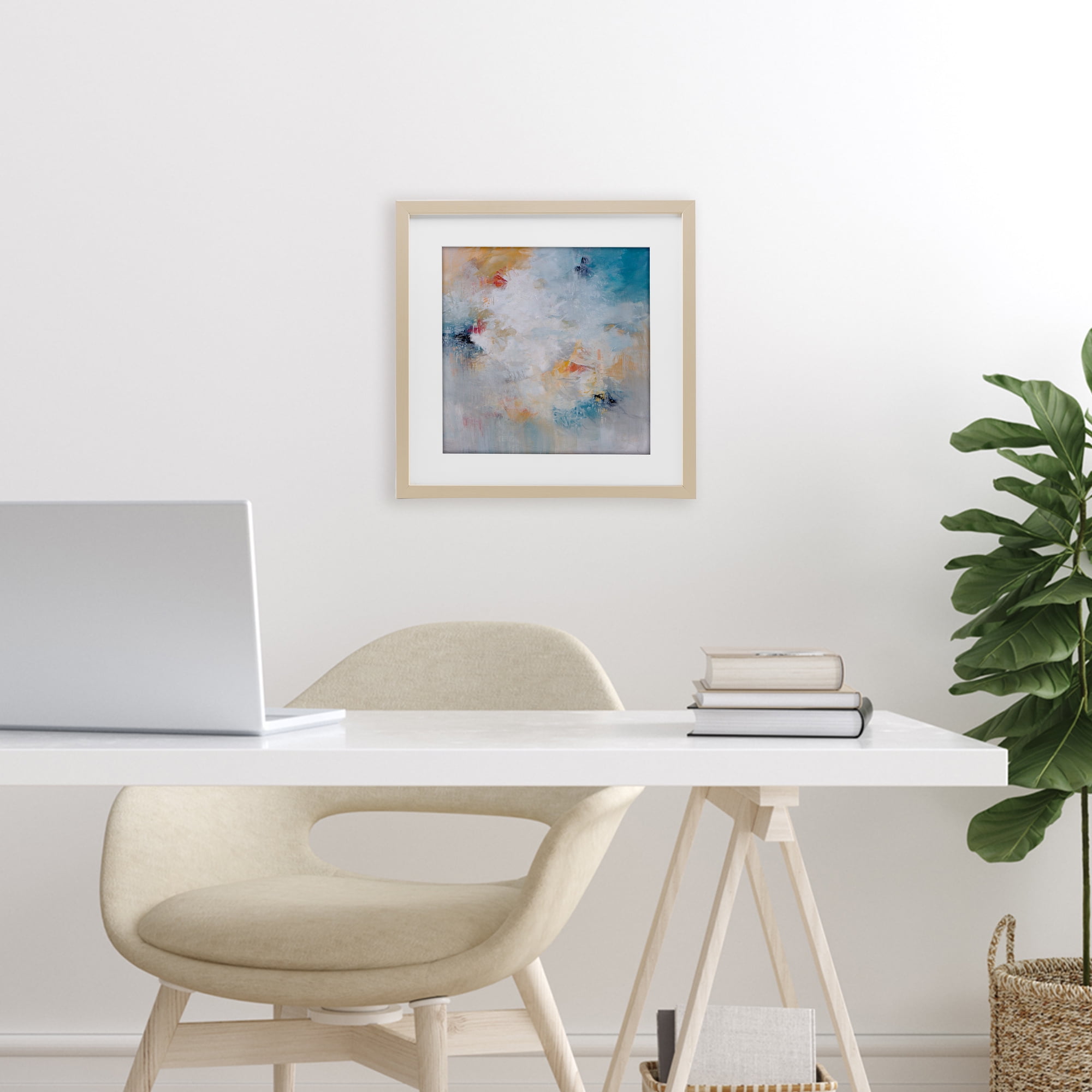 Veiled Dance Abstraction Birch Framed Print Under Glass, design by Karen Hale