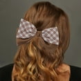 thumbnail image 2 of Unique Bargains 1 Pc Hair Barrettes Fashion Plaid Bow Hair Clip Coffee Color White, 2 of 5