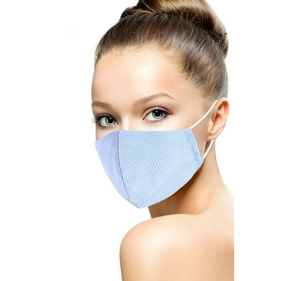 Cotton Stripe 3d Reusable Face Mask Blue