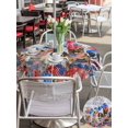 thumbnail image 5 of Outdoor Tablecloth with Umbrella Hole for Patio/Picnic/Party/Camping, Independence Day Waterproof Table Cloth Round Cover Washable, Funny Dogs Red Blue Balloons Gray Wood (Dia 60"), 5 of 8