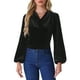 thumbnail image 1 of INSPIRAR CHIC Blusa de Terciopelo Vintage para Mujeres con Cuello de Cowl y Mangas Largas en Negro Talla XS, 1 of 6