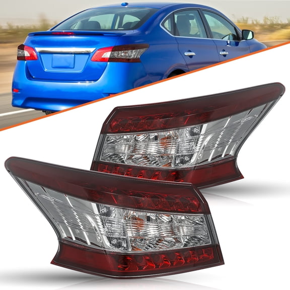 For 2013-2015 Nissan Sentra LED Red Smoke Outer Tail Lights Assembly Brake Lamps