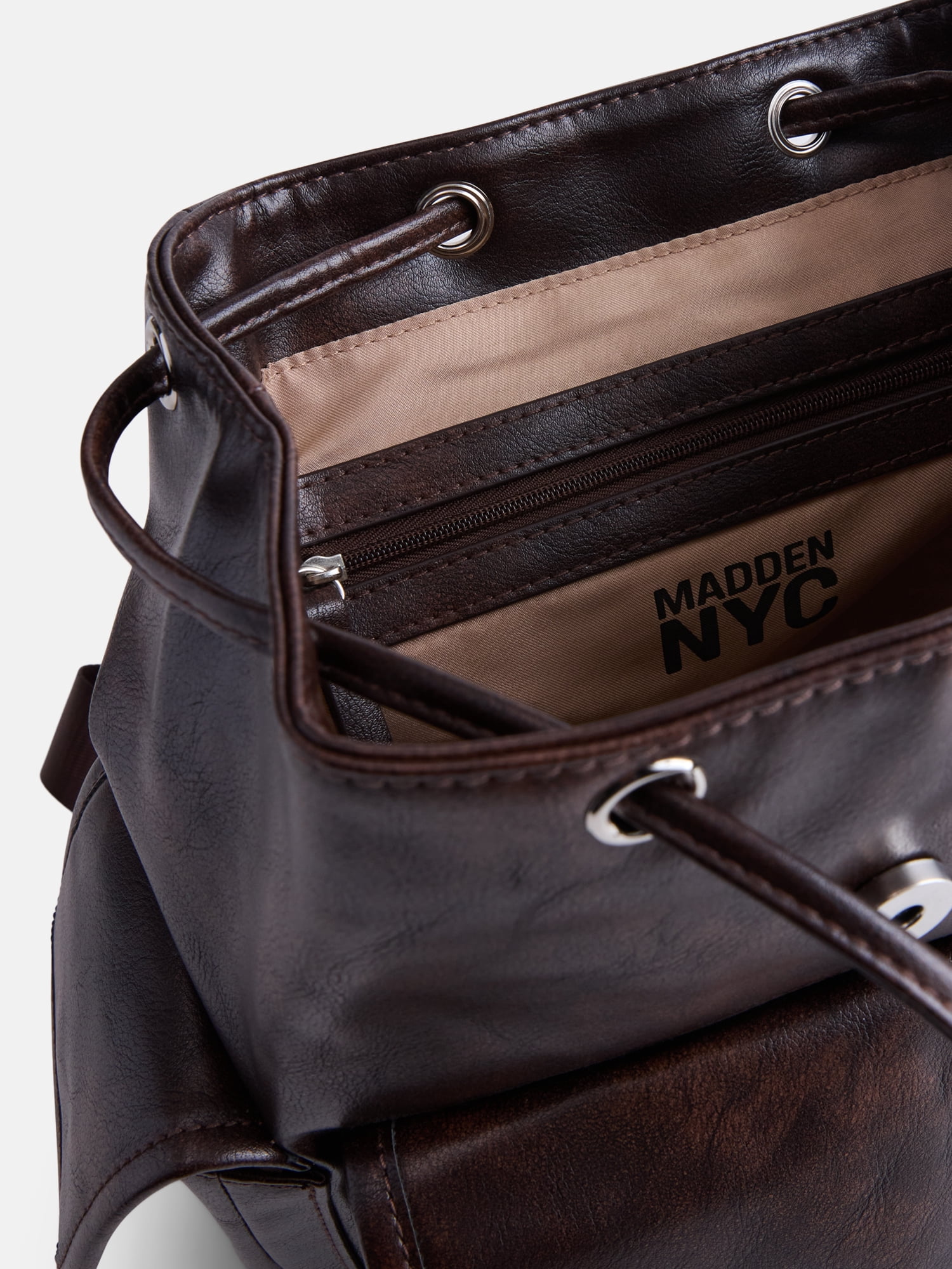 Madden NYC Women's Buckle Flap Backpack, Brown