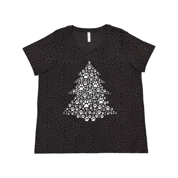 Inktastic Furry Christmas Tree As Pawprints Women's Plus Size T-Shirt