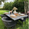 thumbnail image 4 of PURPLE LEAF 7 Pieces Patio Dining Set, Rectangular Aluminum Outdoor Table and 6 Wicker Chairs with Cushions for Garden Kitchen and Porch, Grey, 4 of 11