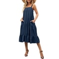 thumbnail image 4 of Liacowi Women Juniors Sleeveless Dress Casual Loose Ruffle Tiered Flowy A Line Swing Beach Sundress Teen Girl Tank Midi Dress with Pocket, 4 of 6
