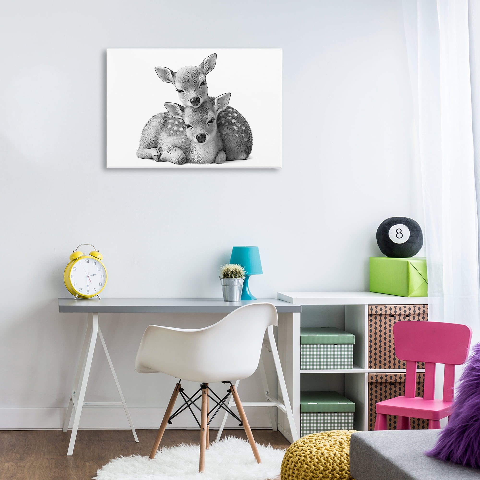 Stupell Industries Two Cuddling Fawns Animals & Insects Painting Gallery Wrapped Canvas Art Print Wall Art, 30 x 20