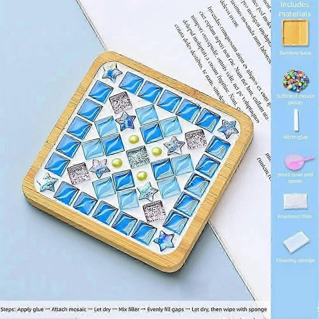 Mosaic Coaster DIY Kit Novelty Creative Craft for Kids, DIY Art Supplies with Colorful Tiles & Tools
