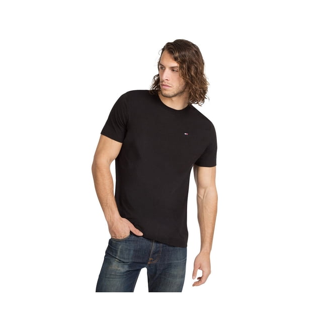 Camiseta de pijama con cuello redondo con la bandera de Tommy Hilfiger para hombre, color negro