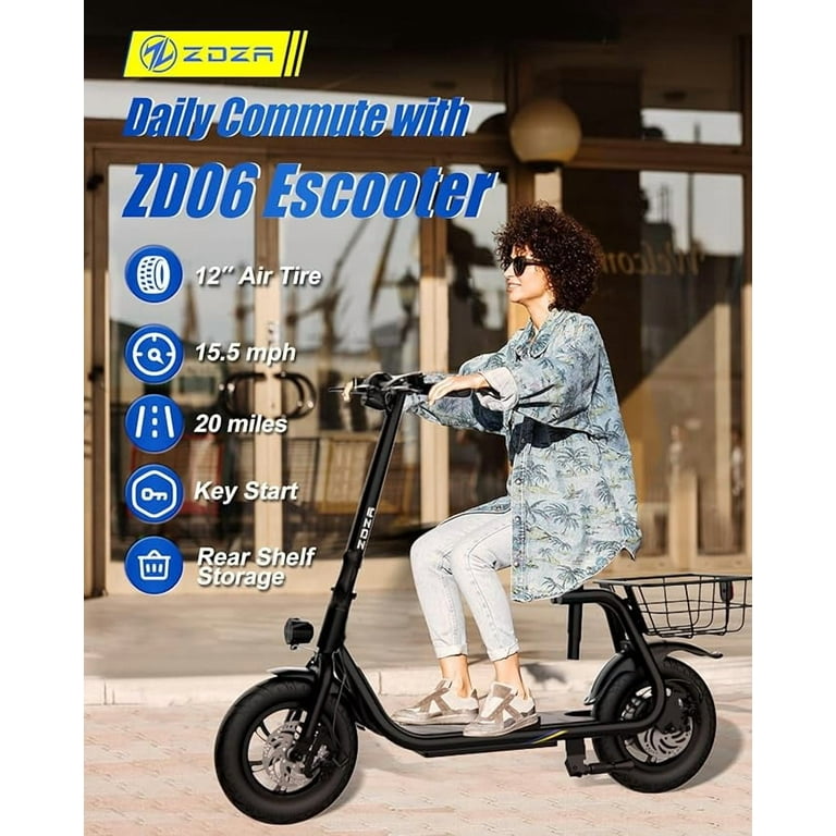ZDZA Electric Scooter with Seat 750W Peak Motor with Carry