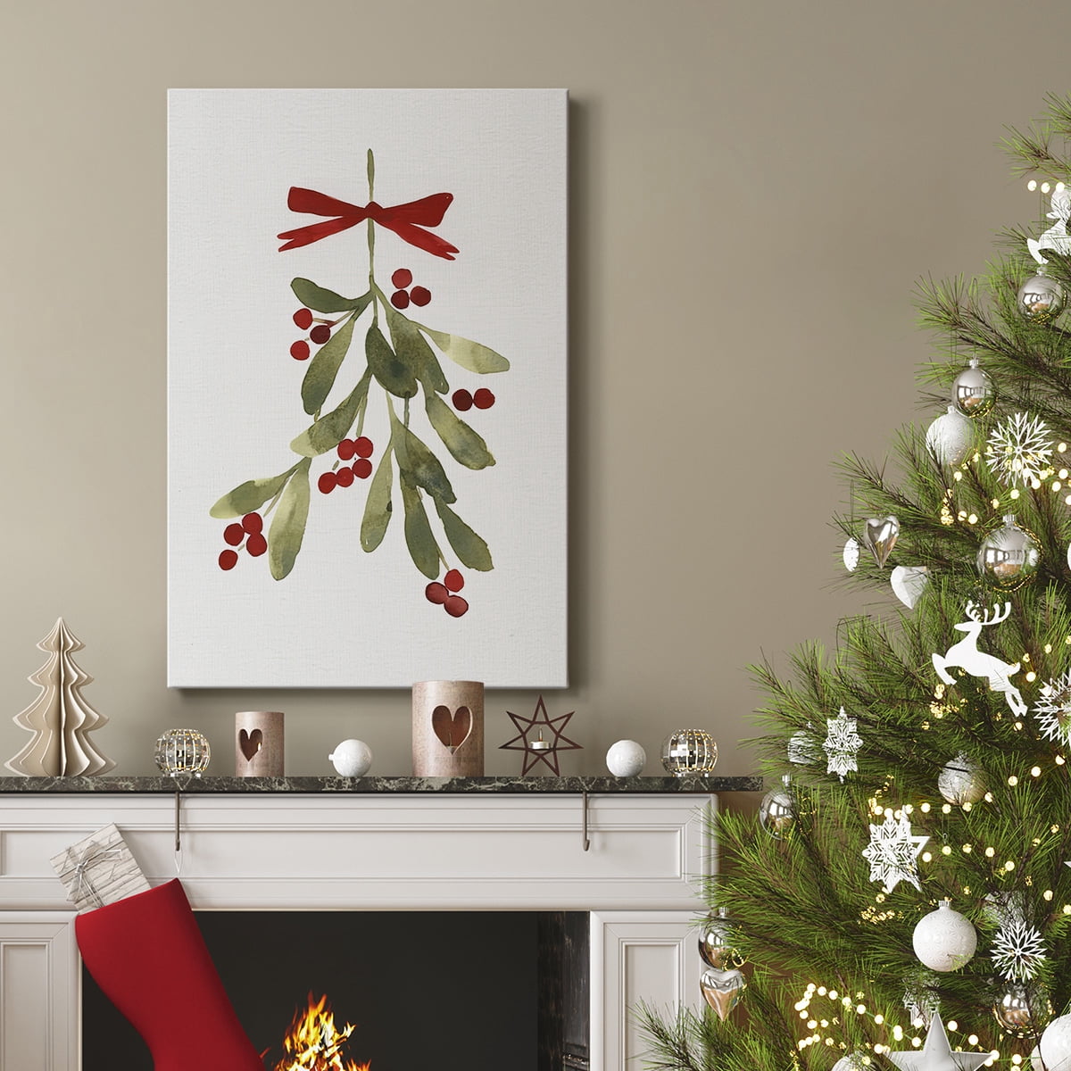 Mistletoe Bow I- Gallery Wrapped Canvas