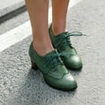 thumbnail image 4 of Cathalem Tan Boots Women Women Ankle Boots Foreign Trade Large Size Vintage Leather Shoes Womens Boots with Heel Lace up Green 6.5, 4 of 5