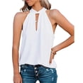 thumbnail image 3 of Blusa de cuello halter para mujer, blusas de gasa de verano, camiseta sin mangas, camiseta casual, blusa elegante, 3 of 5