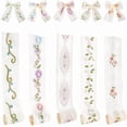 thumbnail image 1 of 5 rollos de 10 yardas de cinta de tul transparente de organza con bordado floral, diseño vintage de flores, hojas y enredaderas, borde de encaje, cintas decorativas, 1 of 8