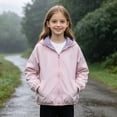 thumbnail image 2 of Miaoju Boys Girls Windbreaker Hooded Jacket Lightweight Packable Rain Coat Soft-Fabric for Comfort, with Pockets, Elastic Cuffs, Pink 9-10 Years, 2 of 9