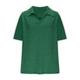 thumbnail image 6 of Women Plus Size Collared Shirts V Neck Summer Dressy Casual Blouses Loose Athletic Polos Cozy Pullover Tops Green, 2XL, 6 of 6