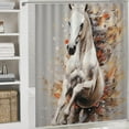 thumbnail image 5 of Colorful Horse Shower Curtain Sets with Rugs Toilet Lid Cover and Bath Mat White Abstract Running Animal Shower Curtains with 12 Hooks Waterproof 4 Piece Bathroom Decor Set, Style-1, 5 of 8