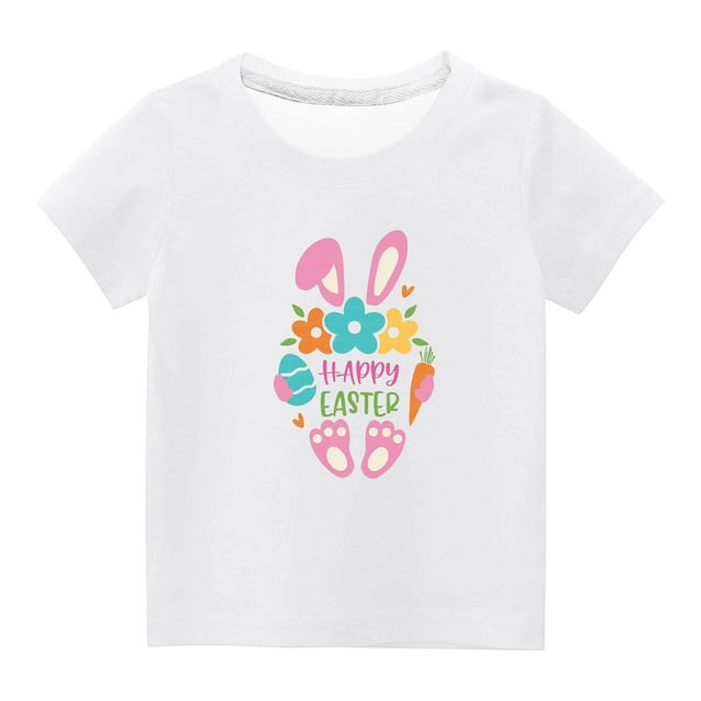 MeetoTime T-shirt à Manches Courtes de Pâques pour Enfants, Col Rond, Coupe Ample, Imprimé, pour Garçons et Filles, 3 à 14 Ans