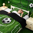 thumbnail image 3 of meiyoeat Minimalist Soccer Twin Comforter Sets for Boys, Field Ball Sport Bedding Set, Green, Black Reversible, 2 Pieces, 1 Comforter and 1 Pillowcase, 3 of 5