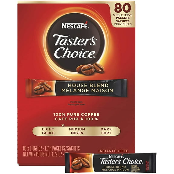Nescafe Instant Coffee Packets, Taster's Choice Light Roast, 1.7 g Singles (Pack of 80)