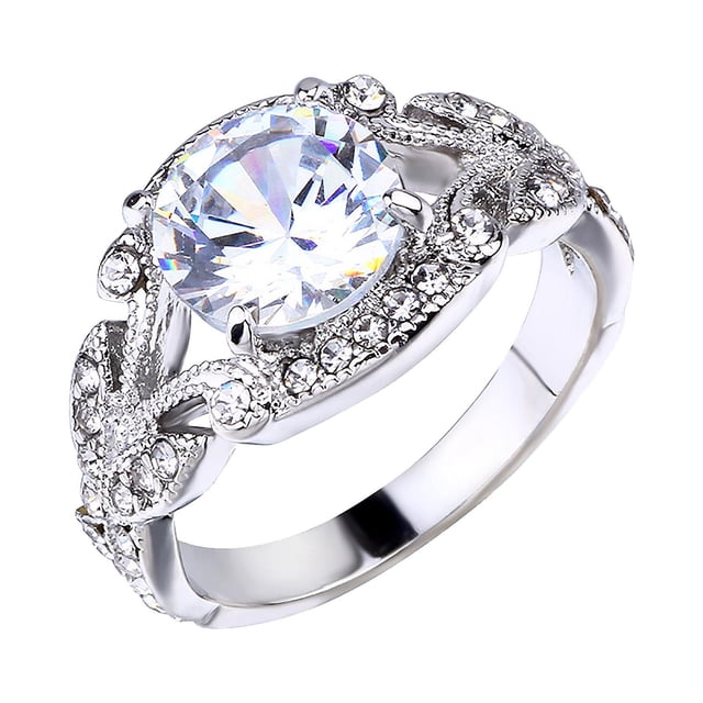 Anillo HUOGUO Fashion Diamond para mujer en aleación
