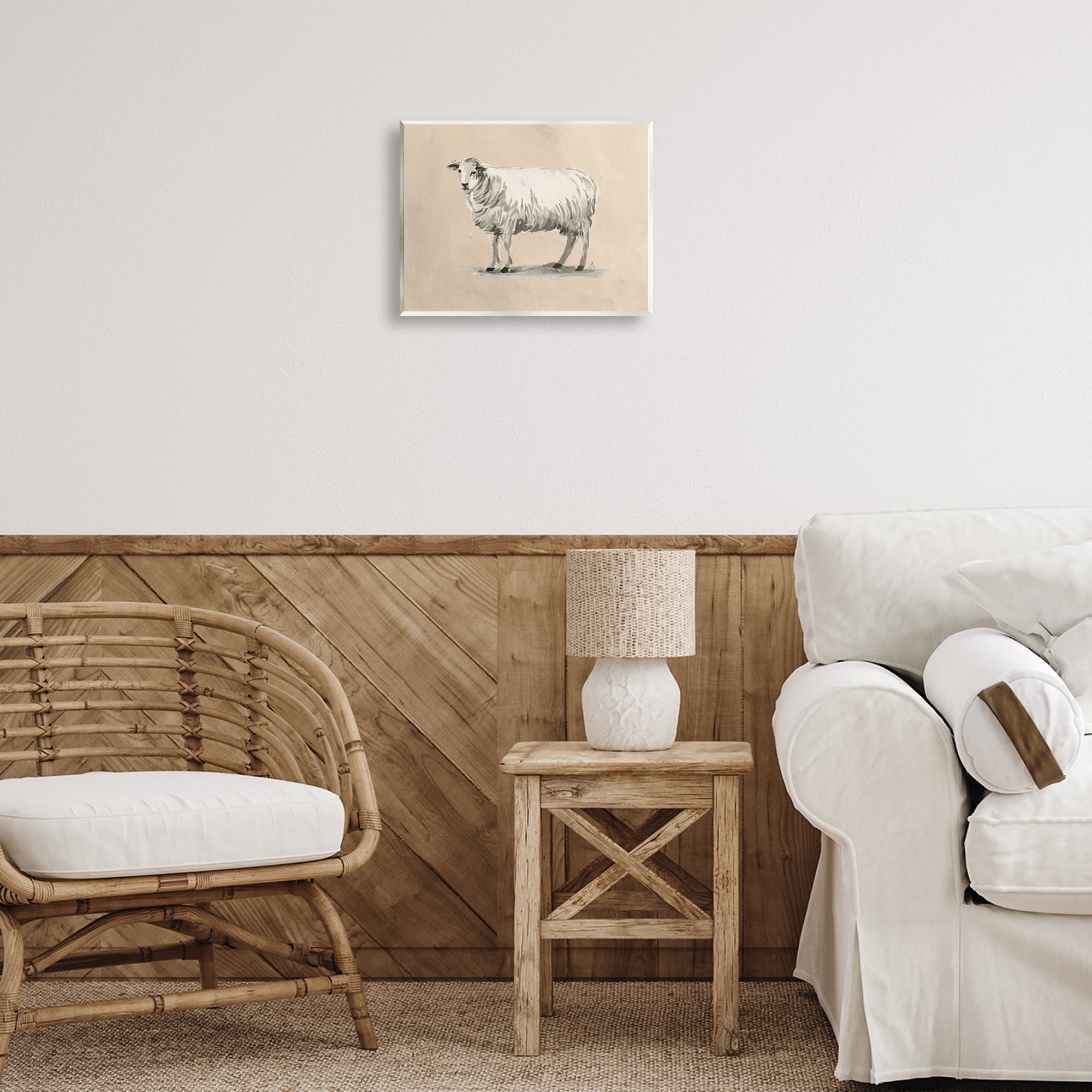 Stupell Industries Traditional Minimal Sheep Animals & Insects Painting Unframed Art Print Wall Art, 14 x 11