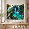 thumbnail image 5 of Multi-Tiered Waterfall Cascading in Lush Forest, Serene Watercolor for Nature Enthusiasts, Botanical Landscape Art, Housewarming Gift Tapestry Wall Hanging for Living Room and Bedroom, 5 of 7
