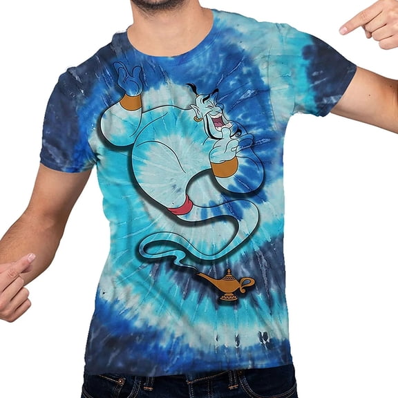 Disney Aladdin Crystal Genie Alladin Gift for Women Adult Graphic Tshirt T-Shirt for Men Apparel Merchandise Men's Women's Short Sleeve (Multi-Color Spiral Wash, Small)