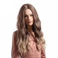 thumbnail image 3 of SUCS Gradient Blonde Long Curly For Woman Wig Simulation Hair Wigs + Free Wig Cap, 3 of 5