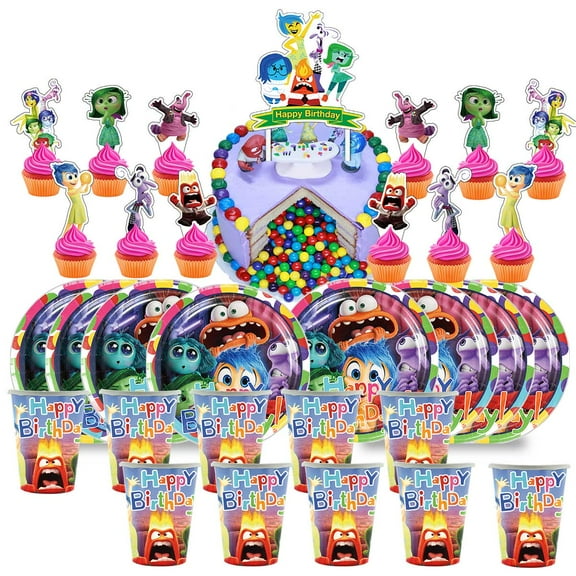 Inside Out Birthday Cups Party Supplies Plates Fans Decorations Cake Topper Decor