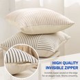 thumbnail image 3 of Dinheiro Funda de Almohada con Empalme a Rayas de 18 x 18 Pulgadas, Paquete de 2 Tiras, Funda de Almohada con Adornos de Lino, sofá, Silla, Dormitorio, decoración Moderna, 3 of 5