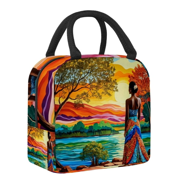 ERJLKXP Beautiful African Woman Insulated Lunch Bags for Women and Men,Adult Reusable Lunch Tote Bag for Work,cooler bag
