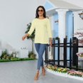 thumbnail image 5 of Womens Summer Tops 2025 Plus Size T-Shirts 3/4 Length Sleeve Round Neck Blouse Casual Loose Tshirts (Beige), 5 of 8