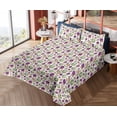 thumbnail image 4 of Ambesonne Gemstone Print Fitted & Flat Sheet with Shams 4 Pcs Set, Nature Boho Print, King, Purple Mint Green and Amber, 4 of 5