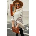 thumbnail image 3 of Kukuzhu Châle Cardigan pour Femmes Col Poncho Cape Chandail Mode Hiver avec Franges, 3 of 5