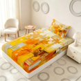thumbnail image 5 of Manfei Abstract Geometric Block Twin Sheets, Abstract Artwork Bedding, Orange Yellow White, Reversible 3pcs1 Flat Sheet + 1 Fitted Sheet + 1 Pillowcase, 5 of 6