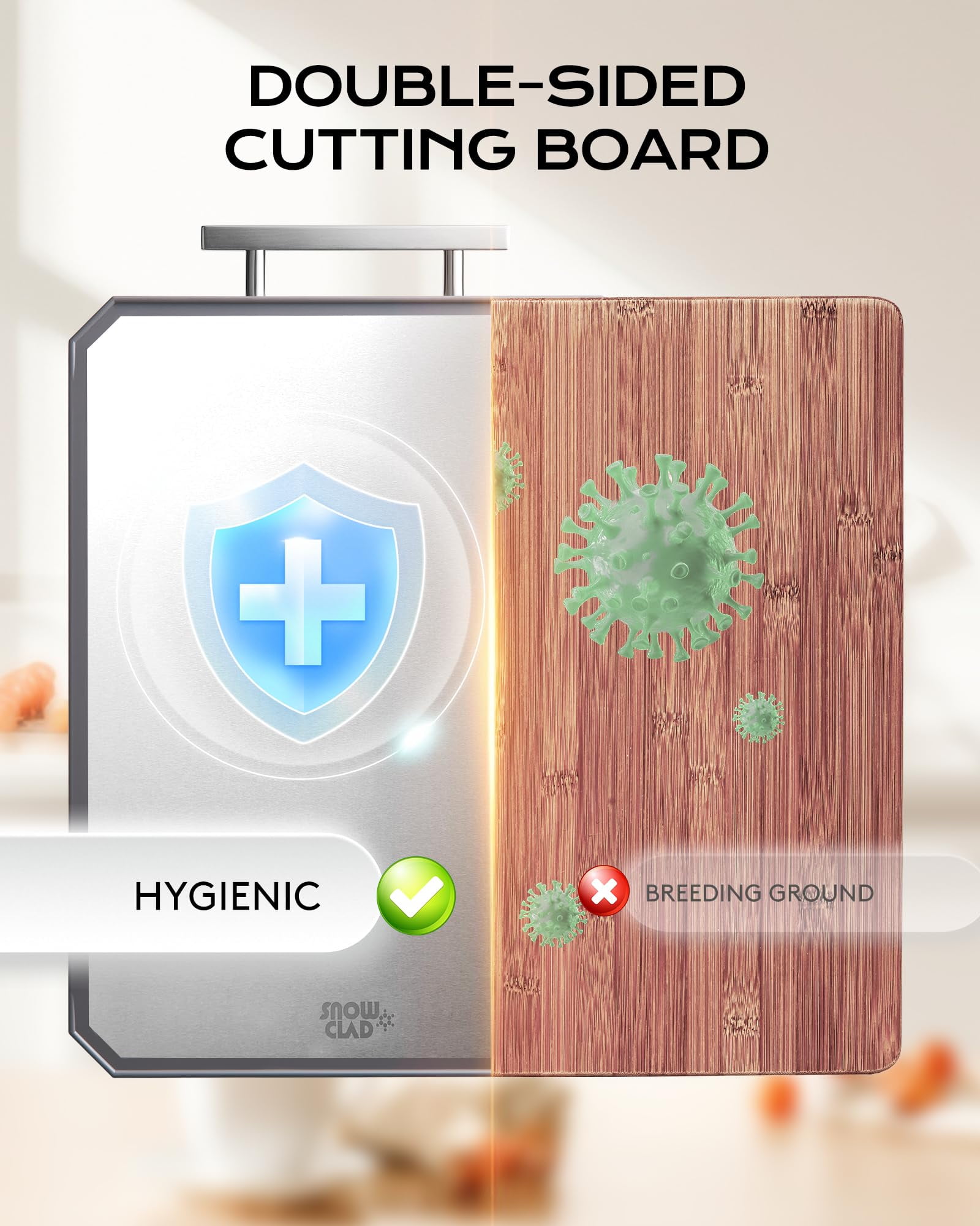 Stainless Steel Cutting Board,Double Sided Steel Cutting Board for kitchen,Stainless Steel/Wheat straw pp Large Cutting Board for meat,Dishwasher Safe,non toxic Chopping Board,16 * 11 Inch